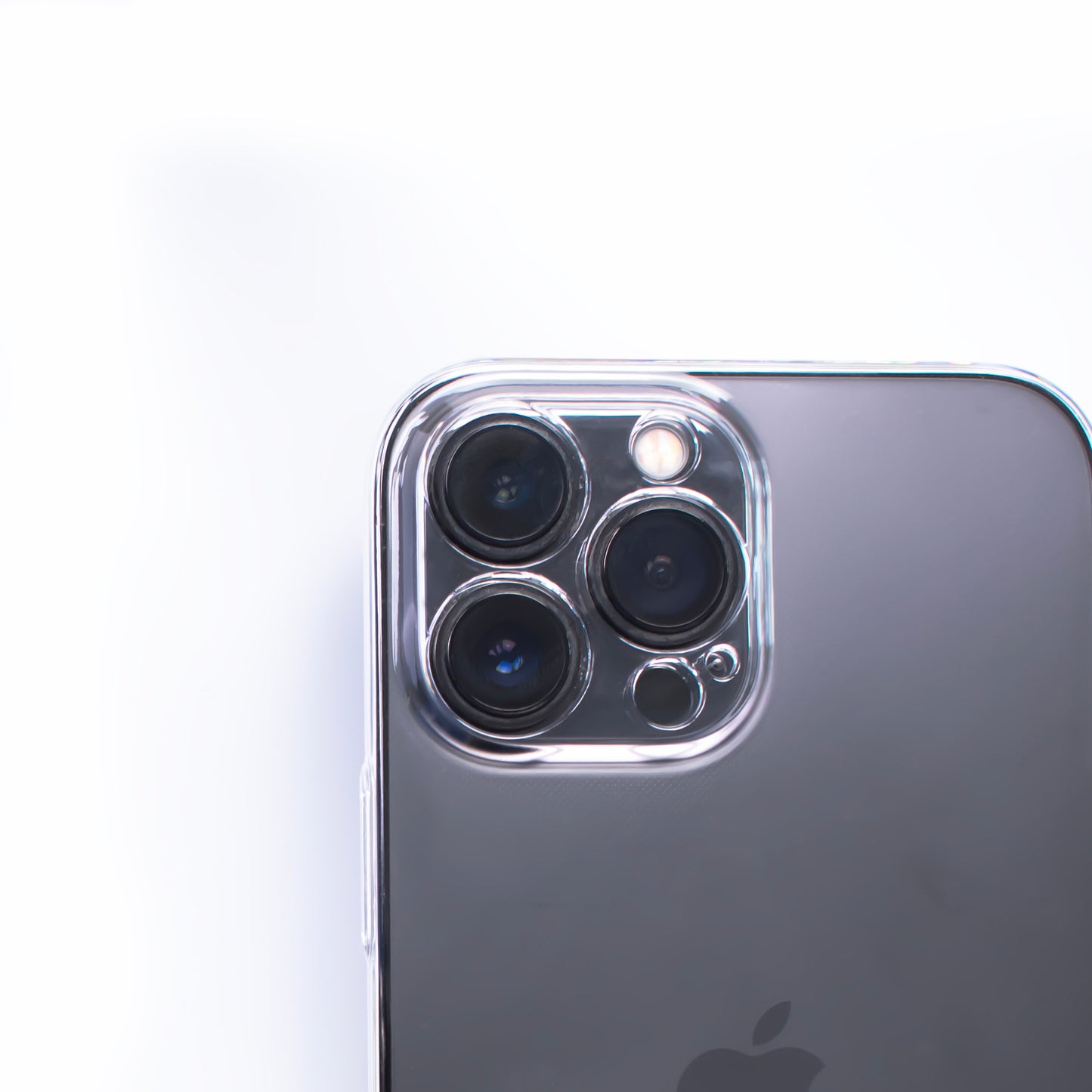 close up image of the camera section of the skns clear case fitted on iPhone 13 & 14 pro max