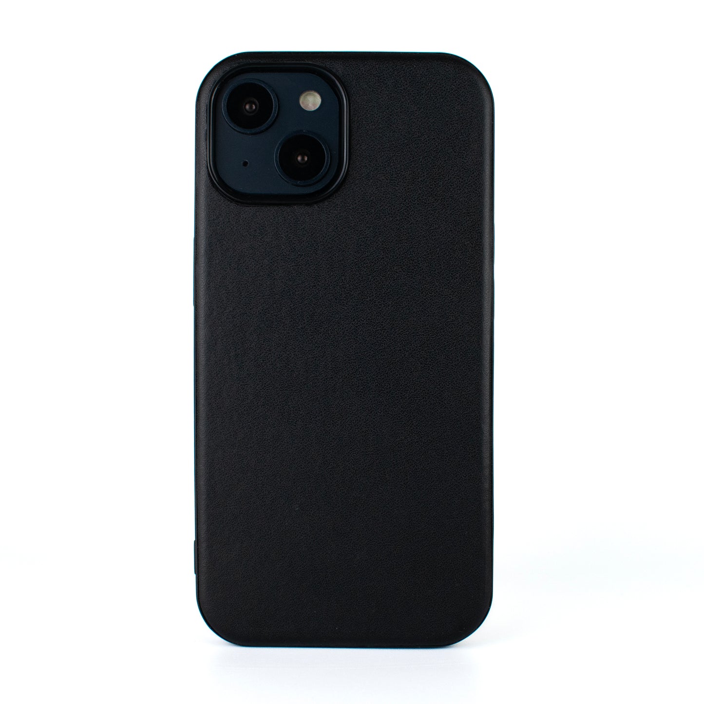 Flat back image of the SKNS LEATHER Black MagSafe Case for the iPhone 14 15 & plus 