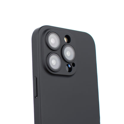 Side angled image of the SKNS THIN V2 Black case fitted to the iPhone 13 / 14 Pro Max showing perfect fit and Smooth finish