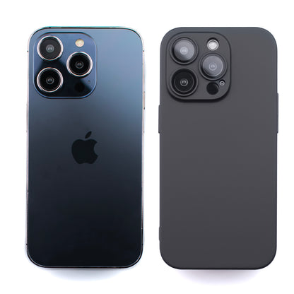 Side by side image of the SKNS THIN V2 for iPhone 14/13 Pro Max next to a standard iPhone showcasing the ultra thin design