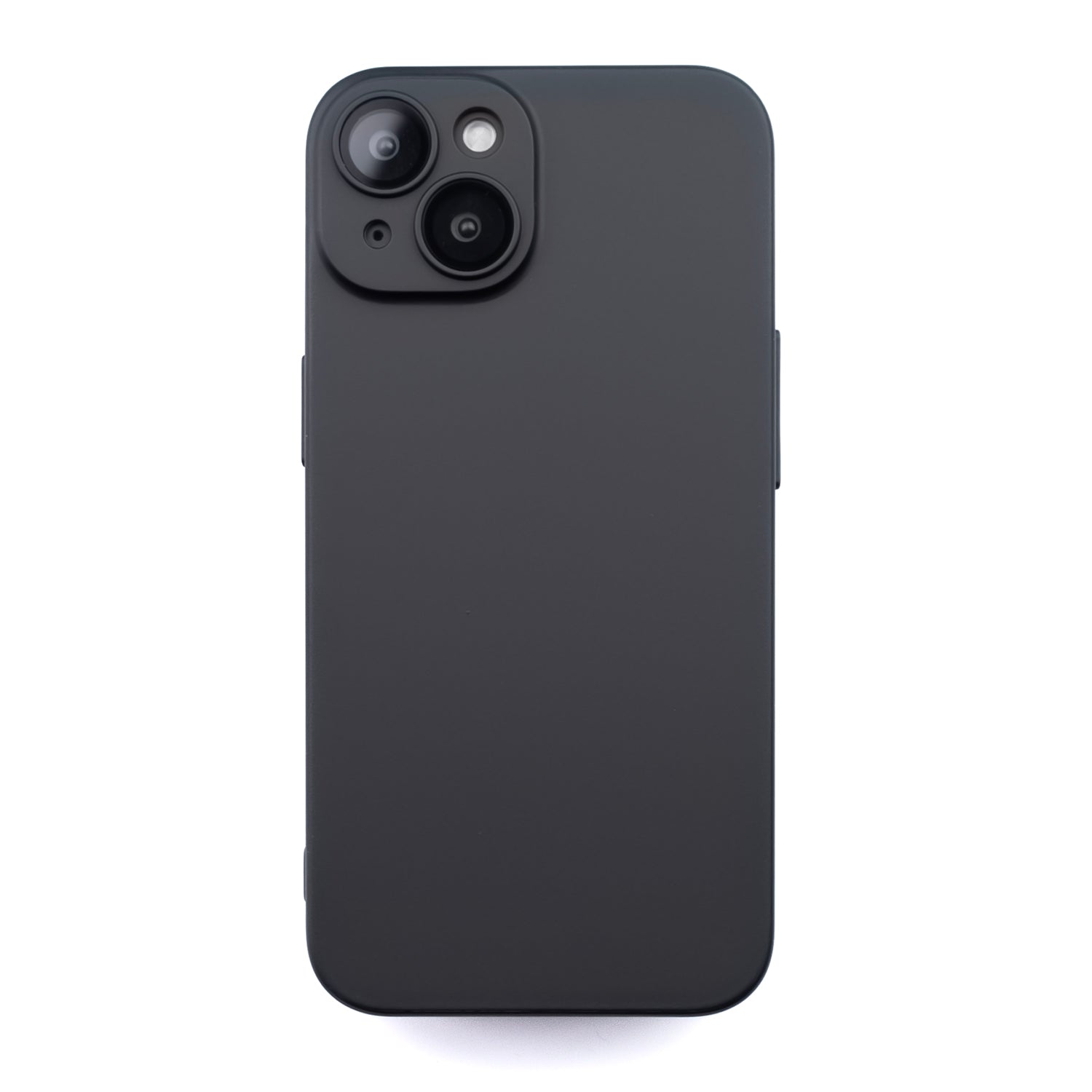 Back image of the Ultra Thin matte black soft touch SKNS THIN case fitted to the iPhone 14 & 13