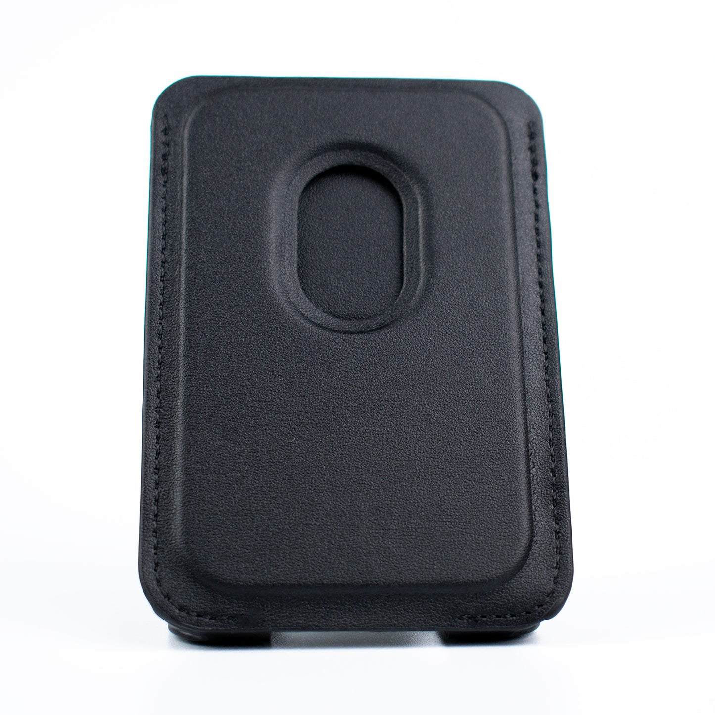 Back image of the SKNS Black wallet with stand unfolded