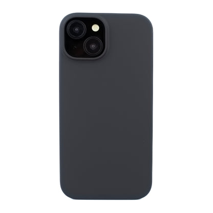 Back image of the protective matte black soft touch SKNS THIN Magnetic MagSafe case fitted to the iPhone 14 & 15 Plus